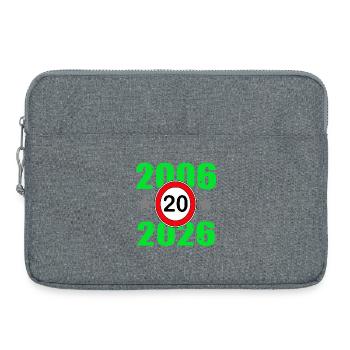 20 ans, 20e anniversaire 2026 - Sacoche pour ordinateur portable 15 pouces - gris chiné - Devant
