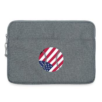 USA Patriotic Softball Drapeau américain Art du sport - Sacoche pour ordinateur portable 15 pouces - gris chiné - Devant
