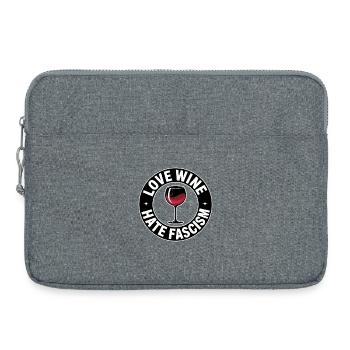 J’aime le vin, je déteste le fascisme - Produits dérivés antifascistes - Sacoche pour ordinateur portable 15 pouces - gris chiné - Devant