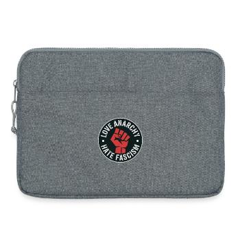 Liebe Anarchie, hasse Faschismus – Antifaschistische Ware - Laptoptasche 15" - Grau meliert - Vorne