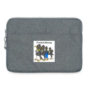 Dessin animé drôle de Pingouin – Motif d’ordre de queue-de-pie blanc - Sacoche pour ordinateur portable 15 pouces - gris chiné - Devant