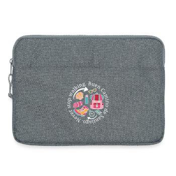 Buen Camino Never Stop Walking in Pastellrosa - Laptoptasche 15" - Grau meliert - Vorne