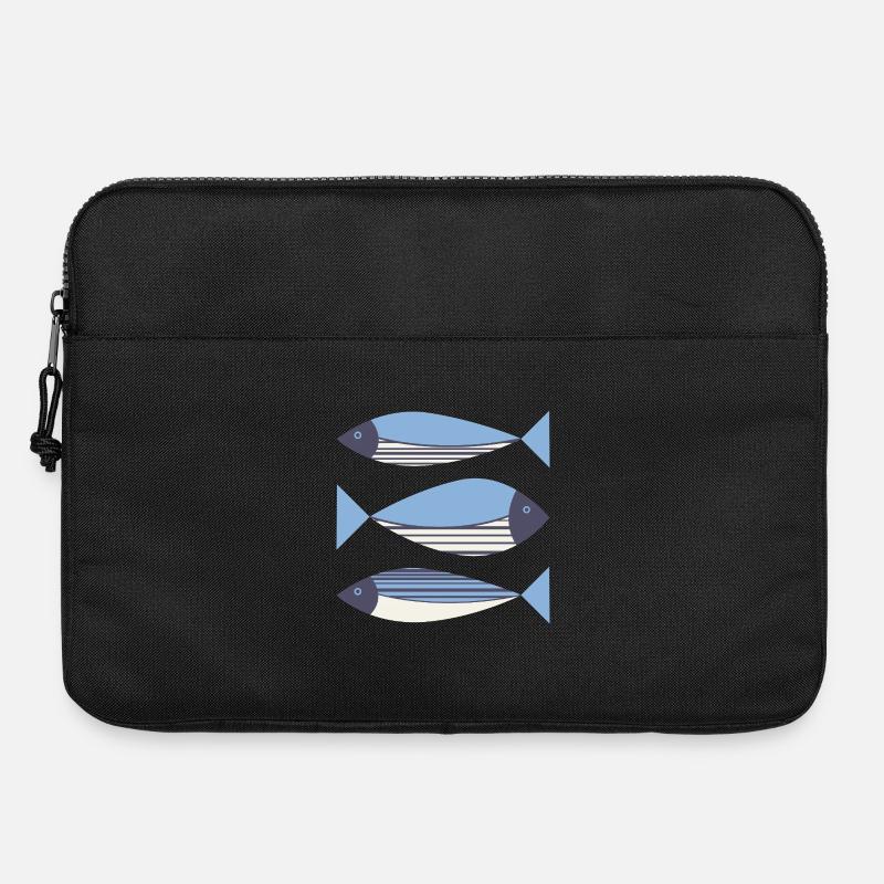 Bleu de poisson graphique illustré - Sacoche pour ordinateur portable 15 pouces - noir