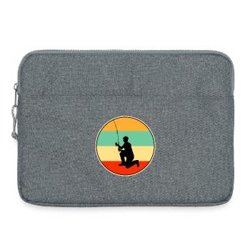 Papa Fisherman Retro Vintage Angelpapa - Laptoptasche 15" - Grau meliert - Vorne