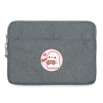 Cute Little Ghost Loves Sushi Rolls - Laptop bag 15" - heather grey - Front