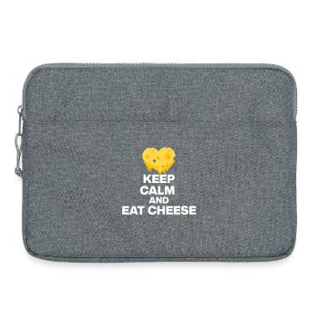 KEEP CALM AND EAT CHEESE, KÄSE JUNKIE GESCHENK 🧀 - Laptoptasche 15" - Grau meliert - Vorne