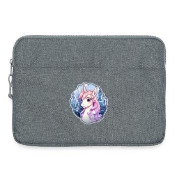 Einhorn im Eisreich - Laptoptasche 15" - Grau meliert - Vorne