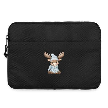 Renne d’hiver en bleu avec chapeau et écharpe - Sacoche pour ordinateur portable 15 pouces - noir - Devant