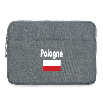 Pologne Typo et Drapeau Rouge - Sacoche pour ordinateur portable 15 pouces - gris chiné - Devant