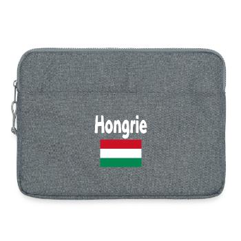 Hongrie Drapeau et mot Hongrie - Sacoche pour ordinateur portable 15 pouces - gris chiné - Devant