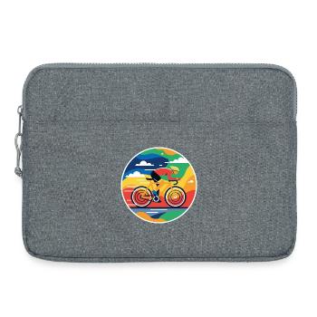 Bunter Radfahrer Rundbild - Laptoptasche 15" - Grau meliert - Vorne