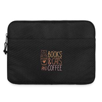 Bücher, Katzen und Kaffee - Laptoptasche 15" - Schwarz - Vorne