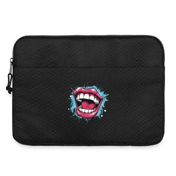 Lachender Cartoon, Mund weit offen und rote Lippen - Laptoptasche 15" - Schwarz - Vorne
