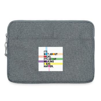 Fais concrétiser les idées – Slogan motivant créatif - Sacoche pour ordinateur portable 15 pouces - gris chiné - Devant