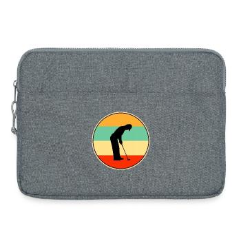 Retro-Golfer-Silhouette Vintage-Sonnenuntergangs-Sportkunst - Laptoptasche 15" - Grau meliert - Vorne
