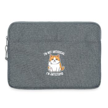 Grumpy Attitude Cat Antistupid - Laptop bag 15" - heather grey - Front