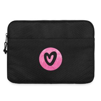 Mariage d'amour en fourrure rose duveteuse avec un cœur en forme de cercle - Sacoche pour ordinateur portable 15 pouces - noir - Devant