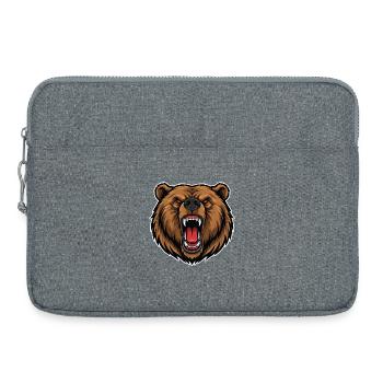 Wild Brown Bear Anger Logo Mascot Bear - Laptop bag 15" - heather grey - Front
