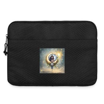 Déesse lunaire en croissant floral - Sacoche pour ordinateur portable 15 pouces - noir - Devant