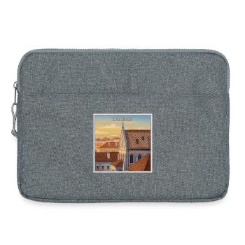 Zagreb Dachlandschaft im Abendlicht - Laptoptasche 15" - Grau meliert - Vorne