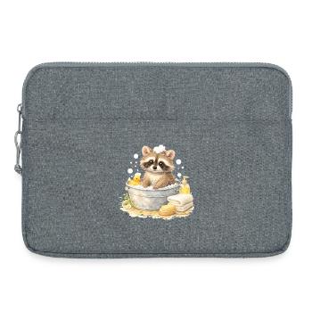 Illustration mignonne de raton laveur se baignant - Sacoche pour ordinateur portable 15 pouces - gris chiné - Devant