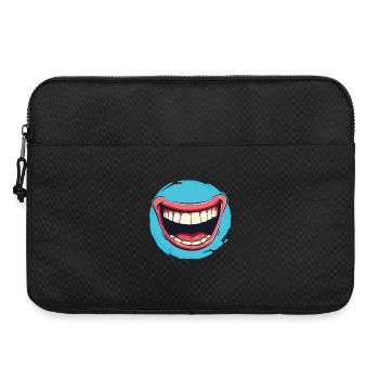 Lachender Cartoon, Mund weit offen und rote Lippen - Laptoptasche 15" - Schwarz - Vorne
