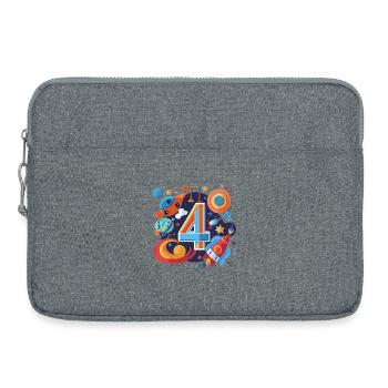 Weltraum 4er Geburtstag Raketenwelt - Laptoptasche 15" - Grau meliert - Vorne
