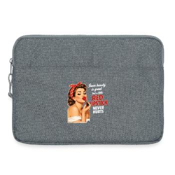 Pin-Up Girl Retro Design: Roter Lippenstift - Laptoptasche 15" - Grau meliert - Vorne
