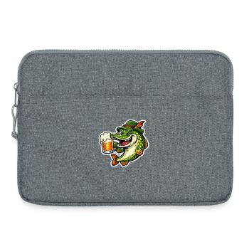 Petri Heil! - Lustiger Hecht mit Bier - Laptoptasche 15" - Grau meliert - Vorne