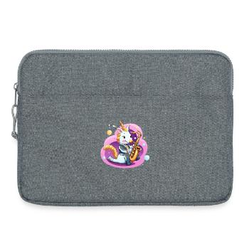 Unicorn saxophone in pink swirl - Laptop bag 15" - heather grey - Front