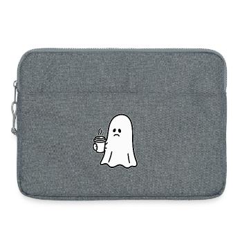 Geist Kaffee Halloween Süßes oder Saures - Laptoptasche 15" - Grau meliert - Vorne