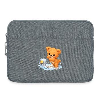 Nettoyage d’ours de chemise d’enfants Nettoyage de printemps mignon - Sacoche pour ordinateur portable 15 pouces - gris chiné - Devant