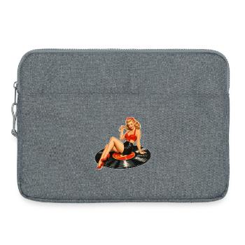 Vintage Pin-Up on Vinyl Record: Retro Vinyl - Laptop bag 15" - heather grey - Front