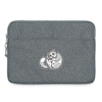 Graue und weiße Katze lustige Zunge rausgestreckt niedlich - Laptoptasche 15" - Grau meliert - Vorne