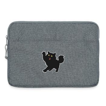 Schwarzes Kätzchen, flauschiges langhaariges lustiges Porträt - Laptoptasche 15" - Grau meliert - Vorne