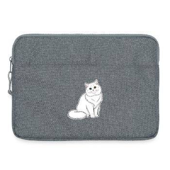 Chat Blanc Angora Yeux Vairons Portrait Élégant - Sacoche pour ordinateur portable 15 pouces - gris chiné - Devant
