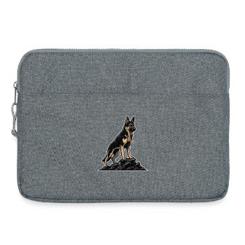 German Shepherd Dog on Rock Guardian Portrait - Laptop bag 15" - heather grey - Front