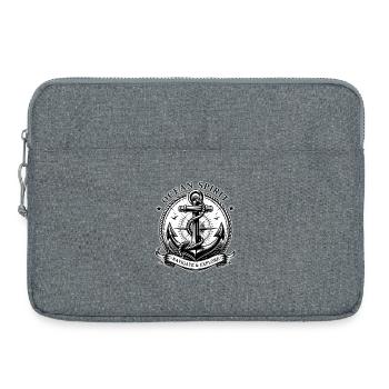 Emblème marin - Ancre, Rose des vents, Mer, océan - Sacoche pour ordinateur portable 15 pouces - gris chiné - Devant