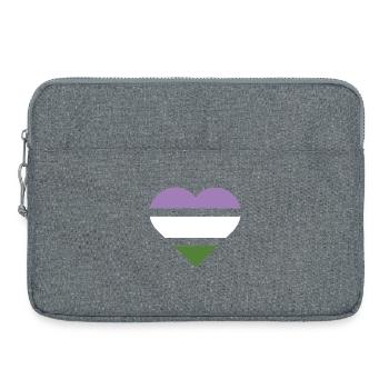 Pride Flag Heart · Genderqueer - Laptop bag 15" - heather grey - Front