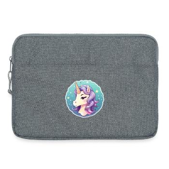Pastell Unicorn im Sternenmeer - Laptoptasche 15" - Grau meliert - Vorne