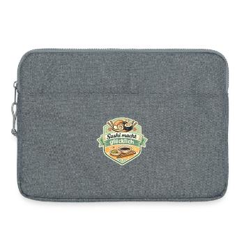 Sushi macht glücklich Sticker - Laptoptasche 15" - Grau meliert - Vorne