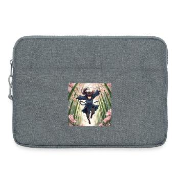 Bambusheldin im Kirschblütenpfad - Laptoptasche 15" - Grau meliert - Vorne