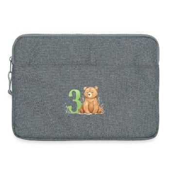 Kleiner Bär mit Zahl Drei - Laptoptasche 15" - Grau meliert - Vorne