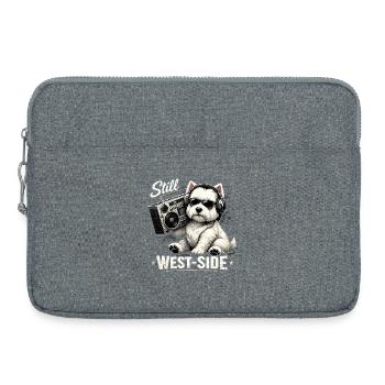 Cooler Westie mit Boombox: Still West-Side - Laptoptasche 15" - Grau meliert - Vorne