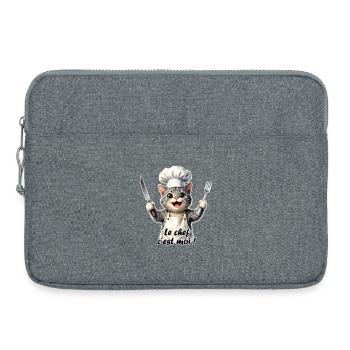 Chat chef de cuisine : je suis le chef - Sacoche pour ordinateur portable 15 pouces - gris chiné - Devant