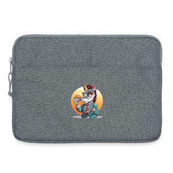 Unicorn in a suit with pie - Laptop bag 15" - heather grey - Front