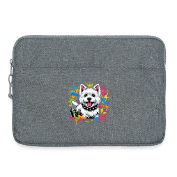 Westie Graffiti Design – Art urbain coloré - Sacoche pour ordinateur portable 15 pouces - gris chiné - Devant