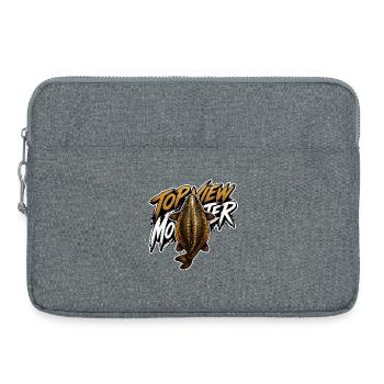 Draufsicht Karpfen – Angeldesign mit goldenem Spiegel - Laptoptasche 15" - Grau meliert - Vorne