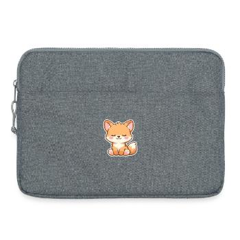 Süßes Baby-Fuchs schlafend im Kawaii-Stil - Laptoptasche 15" - Grau meliert - Vorne