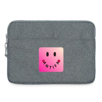 Friendly Antifa Pink | Gradient Smile Typo - Laptoptasche 15" - Grau meliert - Vorne